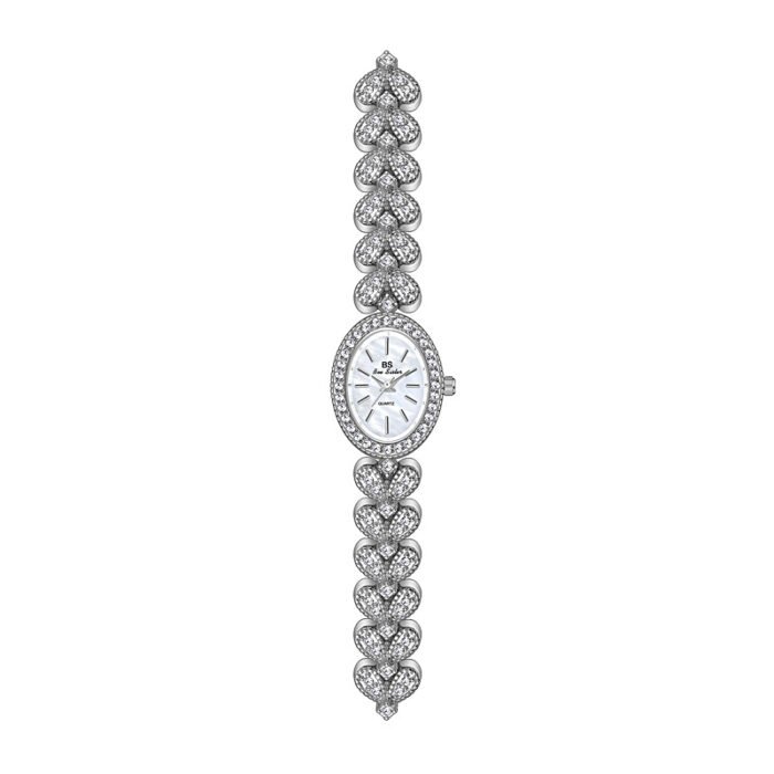 Hearts Diamond Bralette Stainless Steel Wristwatch – silver 1739 7