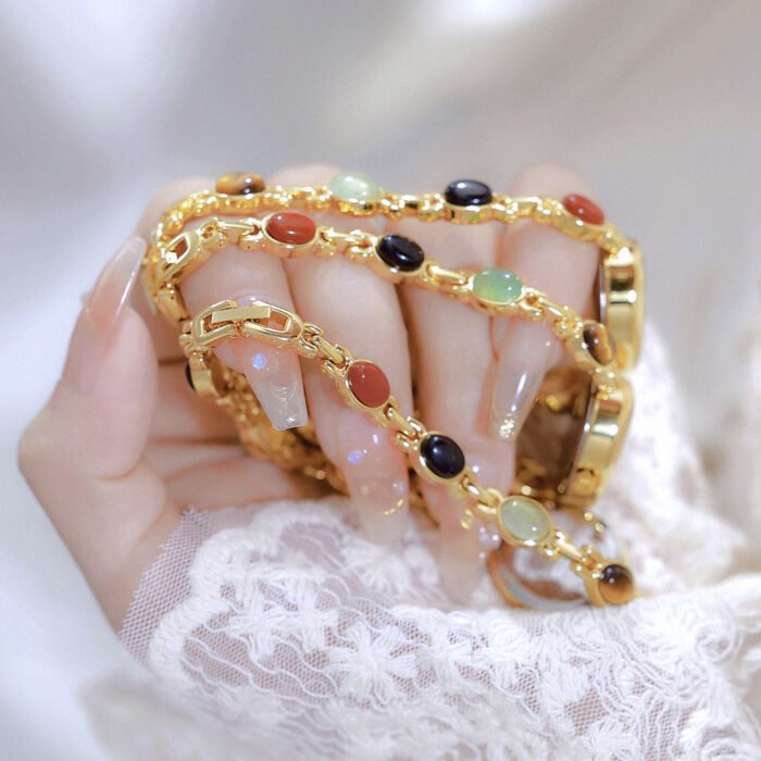 Colorful Jade Bracelet Wristwatch 5