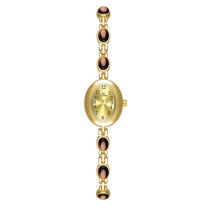 Colorful Jade Bracelet Wristwatch – Gold 7