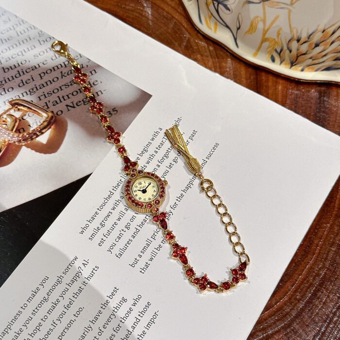 Ruby Mini Dia Quartz Waterproof Small Gold Watch 3