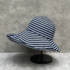 Stripe black and white Bucket Hat – blue 3