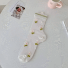 Women Crystal Silk Socks Ultra-thin Breathable Elastic Long Socks See Through Transparent Harajuku Flower Cute Lace Socks Summer – 5 9