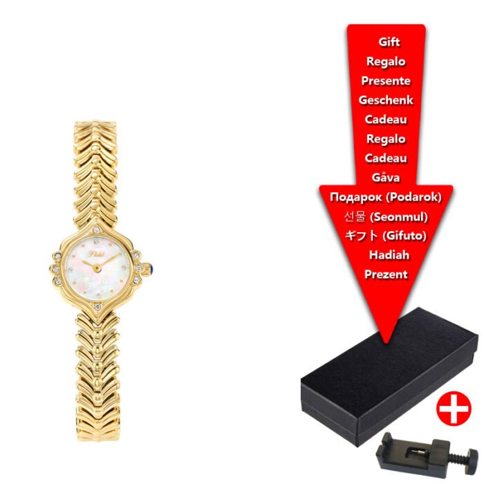 Gold Bracelet Design Waterproof Quartz Watch – Golden White 7