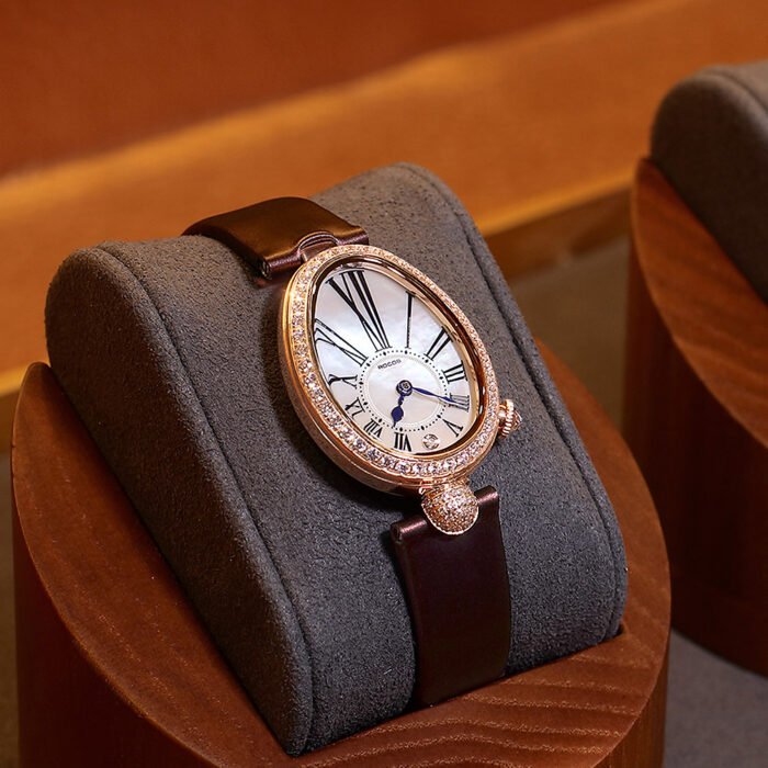 Oval Roman Numbers Quartz Leather Waterproof Watch 1