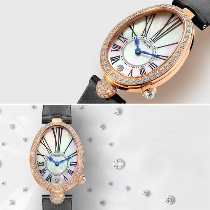 Oval Roman Numbers Quartz Leather Waterproof Watch 4