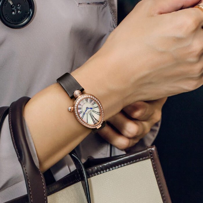 Oval Roman Numbers Quartz Leather Waterproof Watch 6