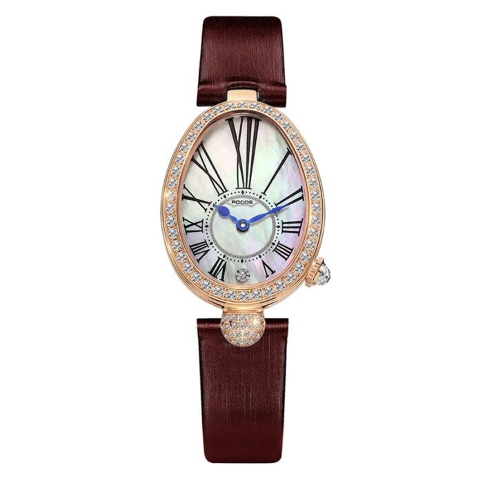 Oval Roman Numbers Quartz Leather Waterproof Watch – Brown 7