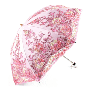 Flower Lace Embroidery Bi-Fold Umbrella