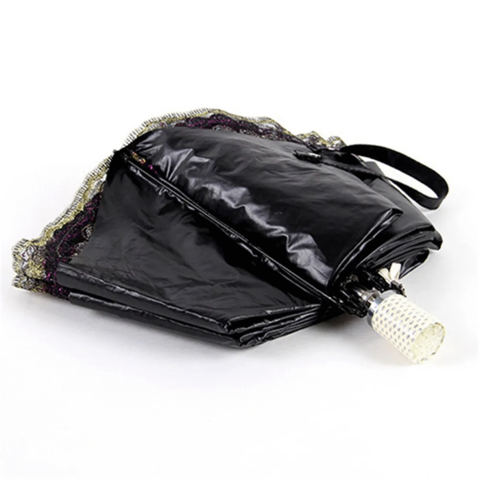 Fashion Deluxe Flower Umbrella Deluxe Double Folding Lace Embroidery Umbrella Bi-Fold Tethered Vinyl Sunshade Umbrella 2