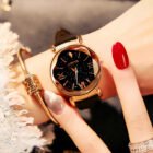 Soft Leather Straps Flower Circular Dial Wrist Watch 2