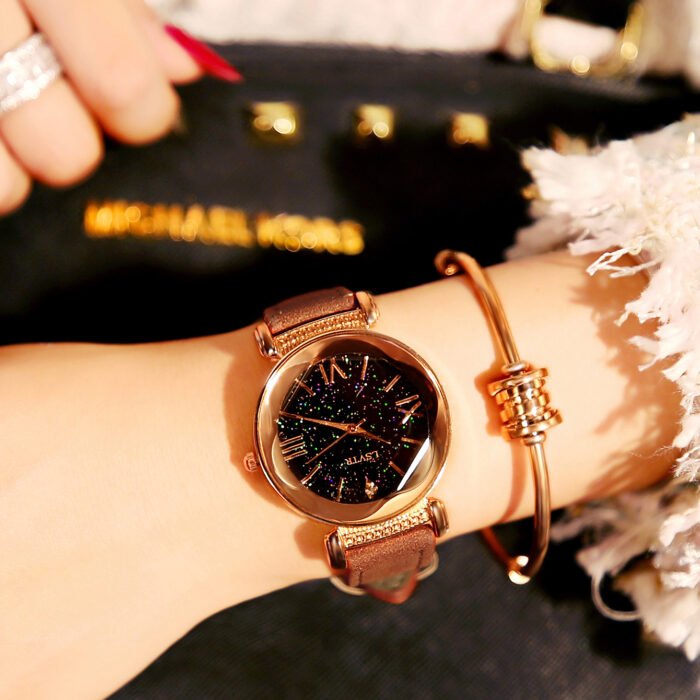 Soft Leather Straps Flower Circular Dial Wrist Watch 3