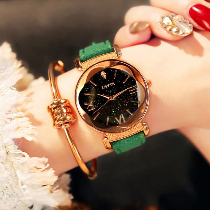 Soft Leather Straps Flower Circular Dial Wrist Watch 6