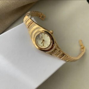 Round Small Gold Quartz Wrist Watch
