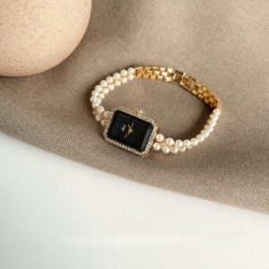 Pearl Chain Square Retro Watch