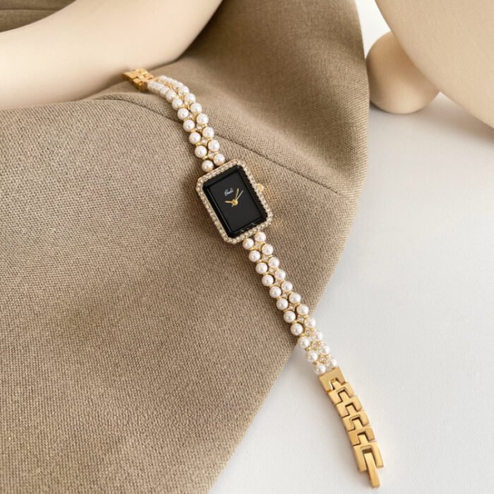 Pearl Chain Square Retro Watch 2