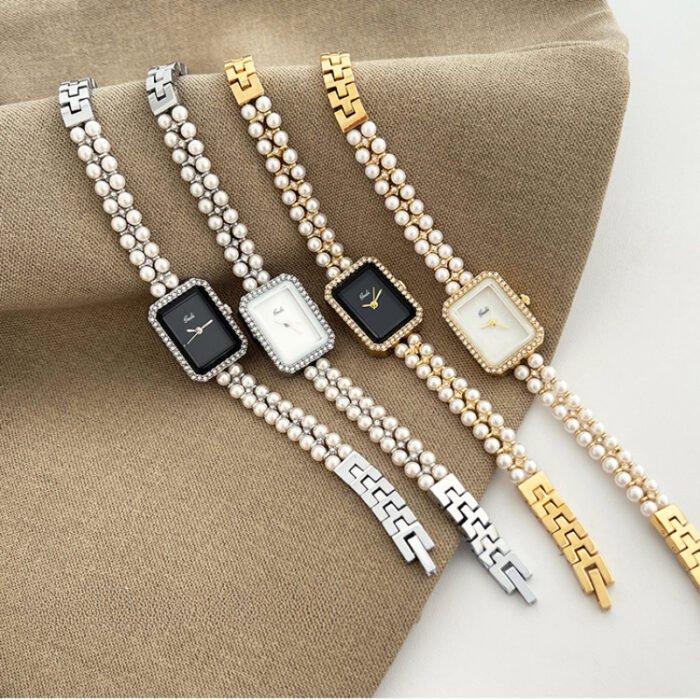 Pearl Chain Square Retro Watch 6