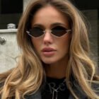 Small Polygonal Metal Half Frame Sunglasses 3