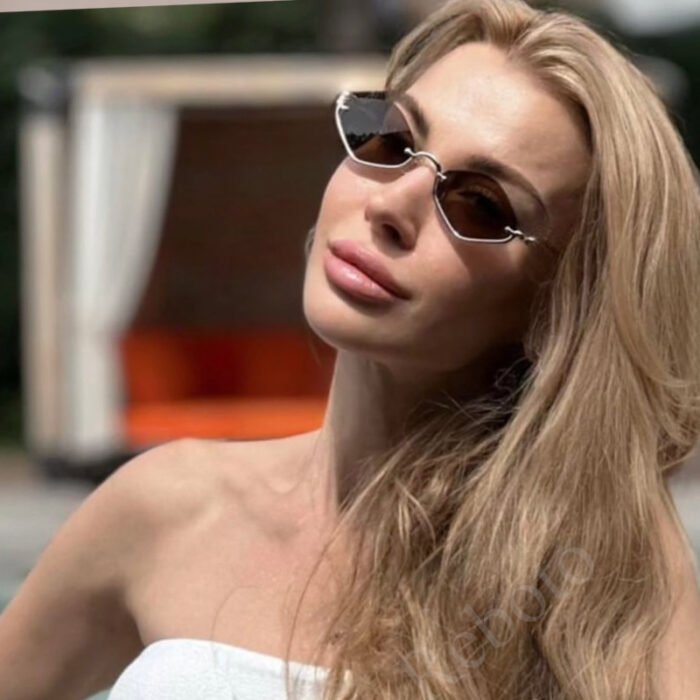 Small Polygonal Metal Half Frame Sunglasses 5