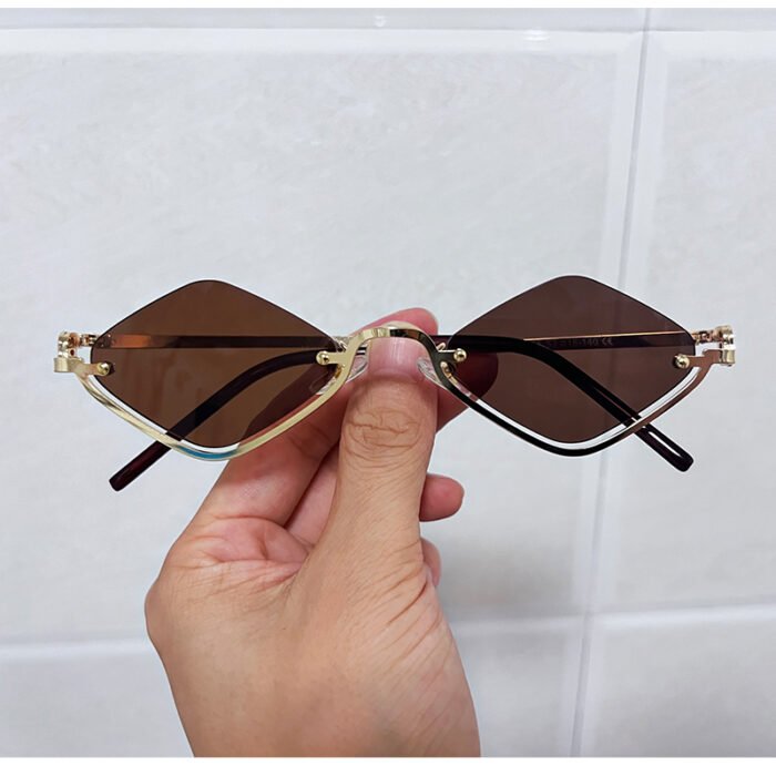 Small Polygonal Metal Half Frame Sunglasses 6