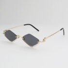 Small Polygonal Metal Half Frame Sunglasses – Gold Gray 7