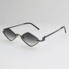 Small Polygonal Metal Half Frame Sunglasses – Gun Gray 12