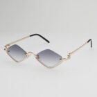 Small Polygonal Metal Half Frame Sunglasses – Gradient Gray 13