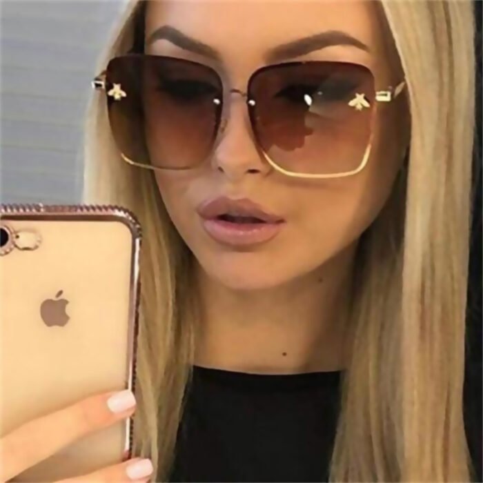 Oversize Rimless Square Bee Sunglasses 1