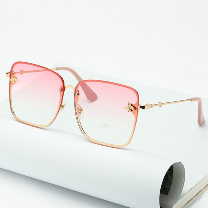 Oversize Rimless Square Bee Sunglasses 3