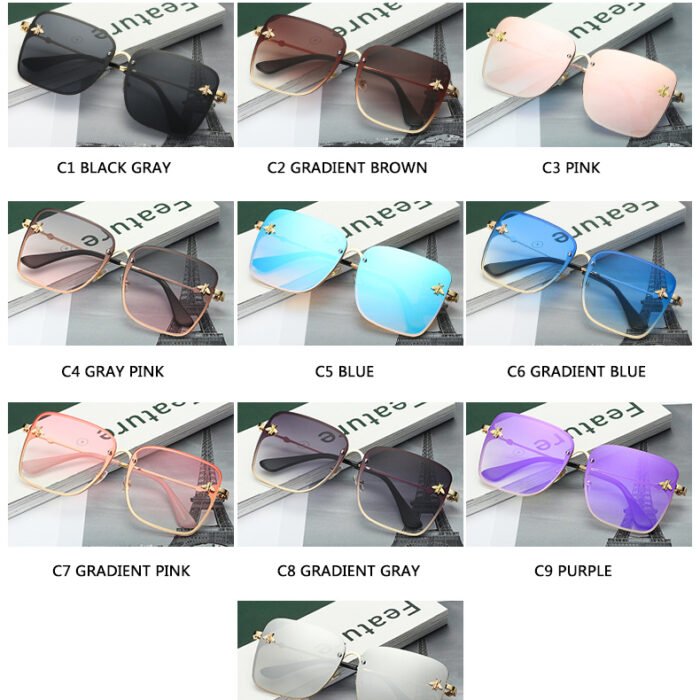 Oversize Rimless Square Bee Sunglasses 5