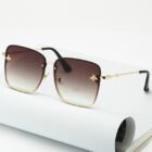 Oversize Rimless Square Bee Sunglasses – C2 8