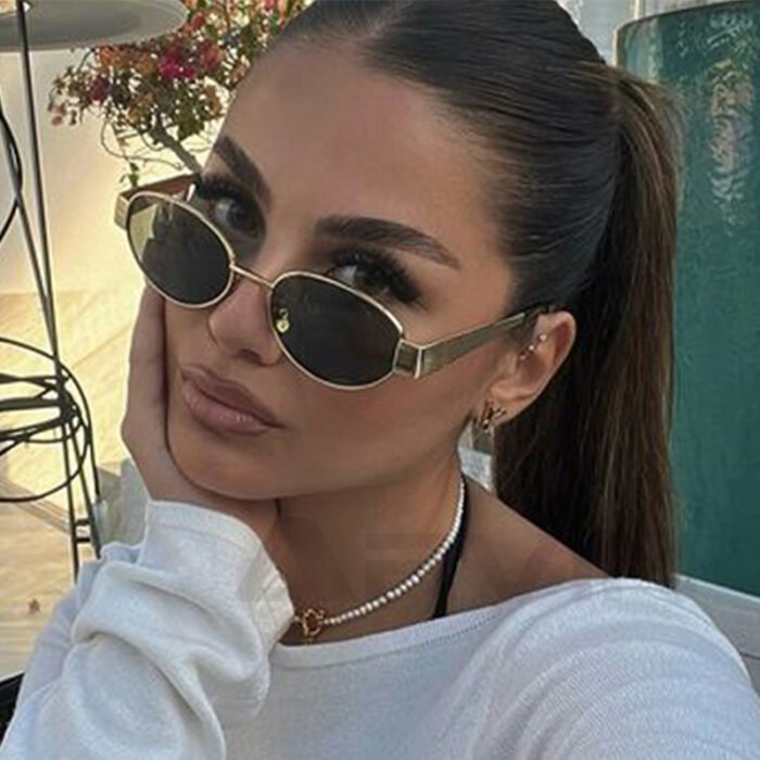 Oval Metal Rim And Sides Sunglasses 5