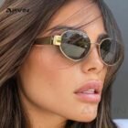 Oval Metal Rim And Sides Sunglasses 6
