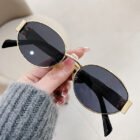 Oval Metal Rim And Sides Sunglasses – Gold Gray 7