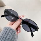 Oval Metal Rim And Sides Sunglasses – Black 11
