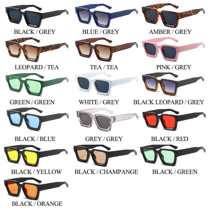 Thick Rectangular Retro Tinted UV400 Sunglasses 5