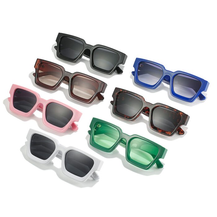 Thick Rectangular Retro Tinted UV400 Sunglasses 6