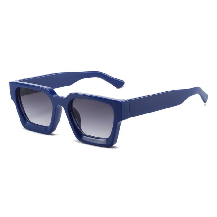 Thick Rectangular Retro Tinted UV400 Sunglasses – Blue Grey 8