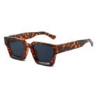 Thick Rectangular Retro Tinted UV400 Sunglasses – Amber Grey 9