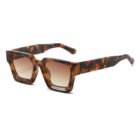 Thick Rectangular Retro Tinted UV400 Sunglasses – Leopard Tea 10