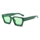 Thick Rectangular Retro Tinted UV400 Sunglasses – Green Green 12