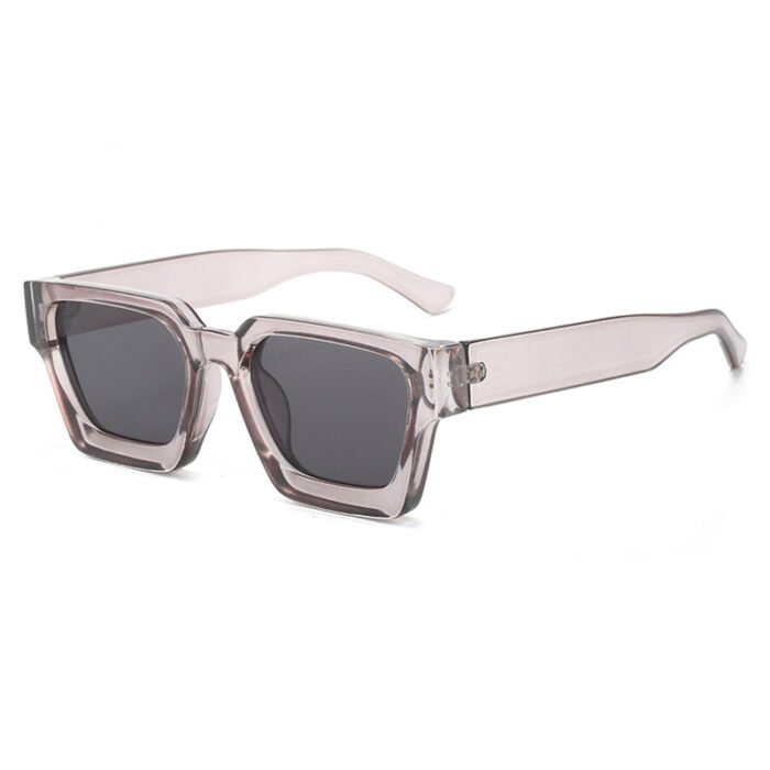 Thick Rectangular Retro Tinted UV400 Sunglasses – Grey Grey 15