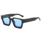 Thick Rectangular Retro Tinted UV400 Sunglasses – Black Blue 16