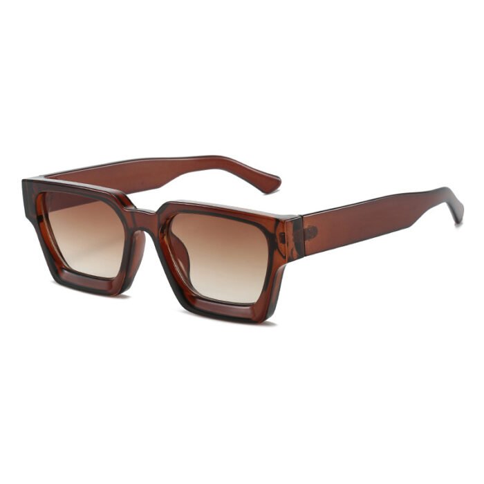 Thick Rectangular Retro Tinted UV400 Sunglasses – Tea Tea 17