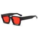 Thick Rectangular Retro Tinted UV400 Sunglasses – Black Red 18