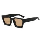 Thick Rectangular Retro Tinted UV400 Sunglasses – Matte BK Champagne 26