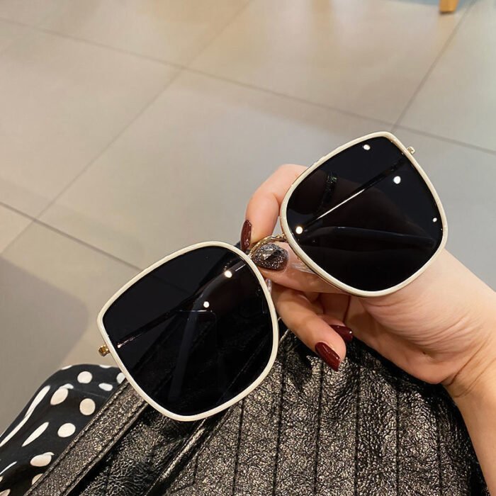 white concave shape sunglasses – Beige 5