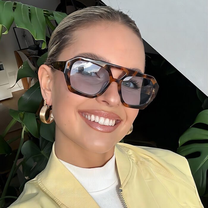 Vintage Square Thick Frame Double Bridges Sunglasses 2
