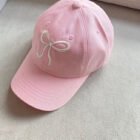 Bow Embroidered Baseball Cap – pink 8