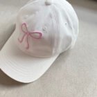 Bow Embroidered Baseball Cap – white 10