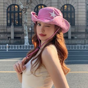 Cute Star Pink Bucket Cowboy Hat
